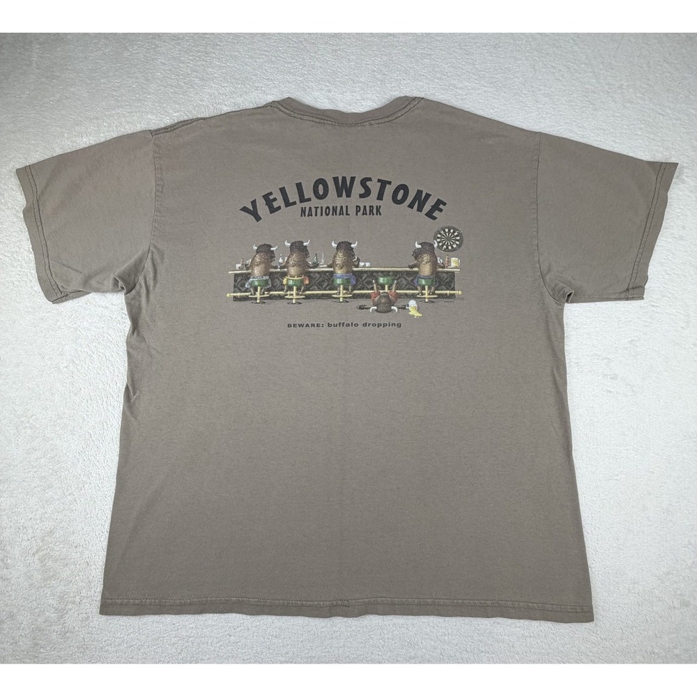 Vintage Y2K The Duck Company T-Shirt Yellowstone National Park Drinkin BuffaloXL